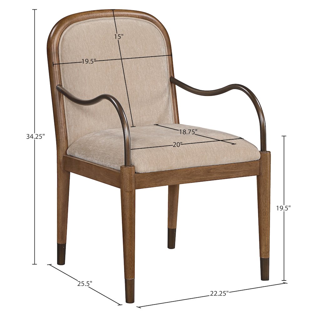 Cambria Beige Fabric Upholstered Dining Arm Chair