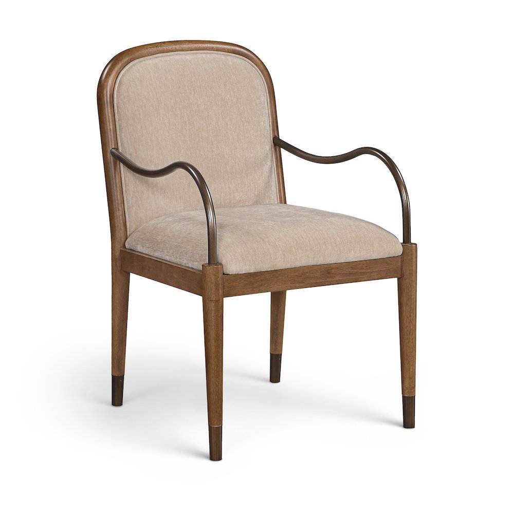 Cambria Beige Fabric Upholstered Dining Arm Chair