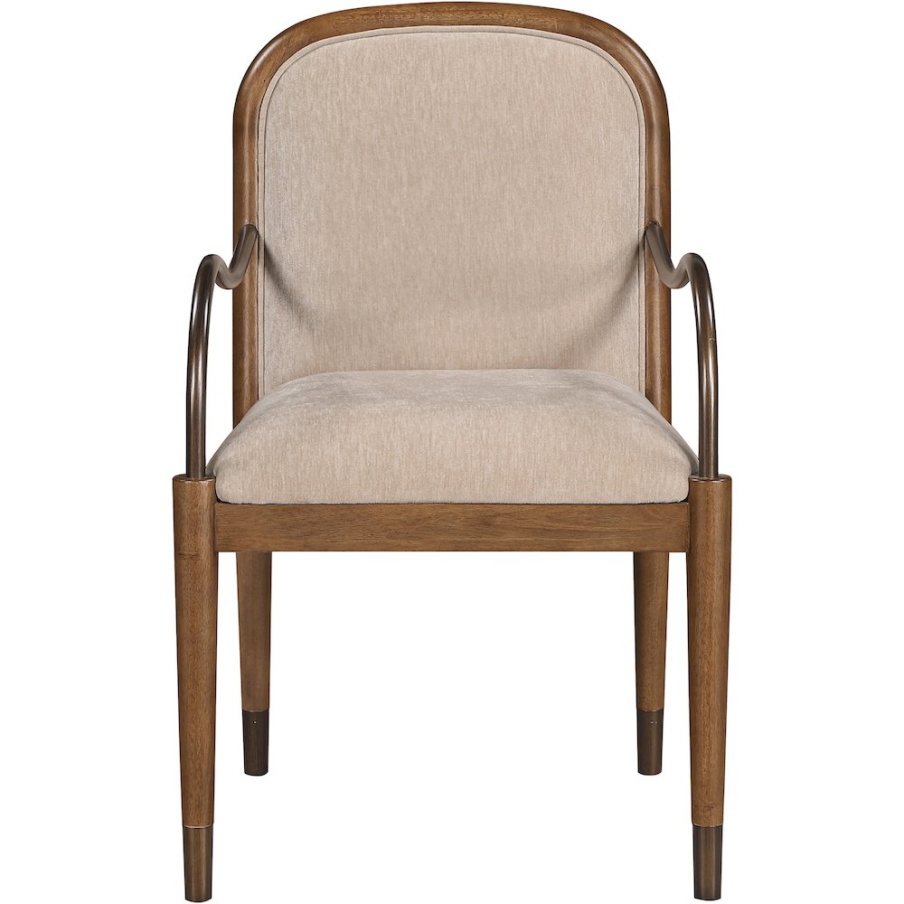 Cambria Beige Fabric Upholstered Dining Arm Chair