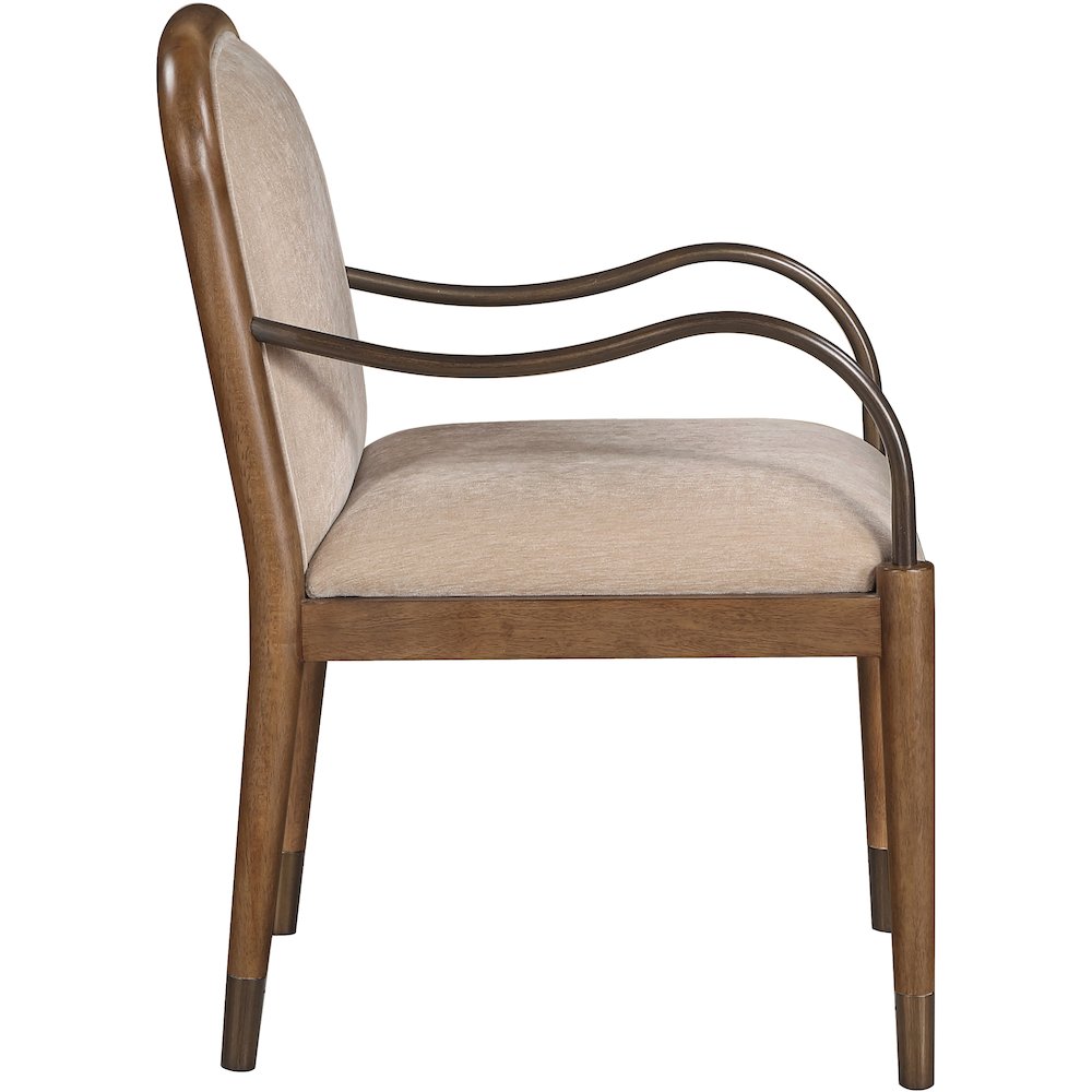 Cambria Beige Fabric Upholstered Dining Arm Chair