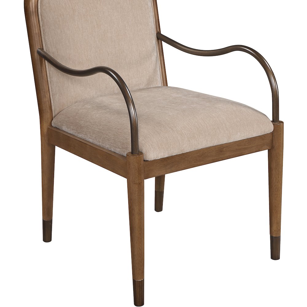 Cambria Beige Fabric Upholstered Dining Arm Chair