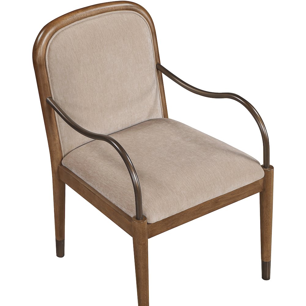 Cambria Beige Fabric Upholstered Dining Arm Chair