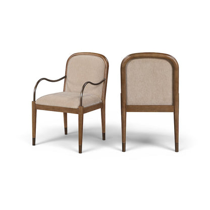 Cambria Beige Fabric Upholstered Dining Arm Chair