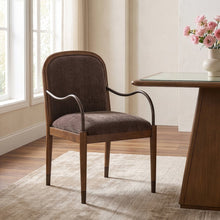 Cambria Brown Fabric Upholstered Dining Arm Chair