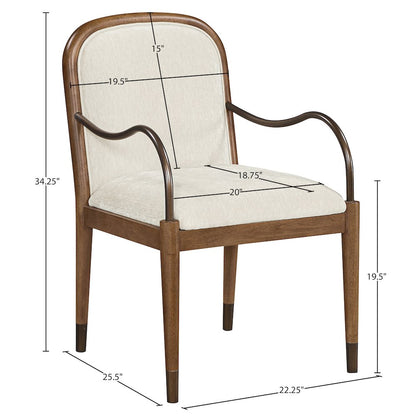 Cambria Cream Fabric Upholstered Dining Arm Chair