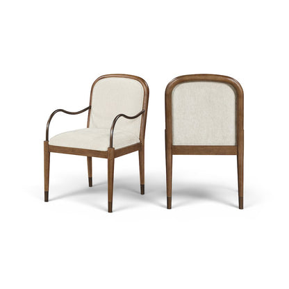 Cambria Cream Fabric Upholstered Dining Arm Chair