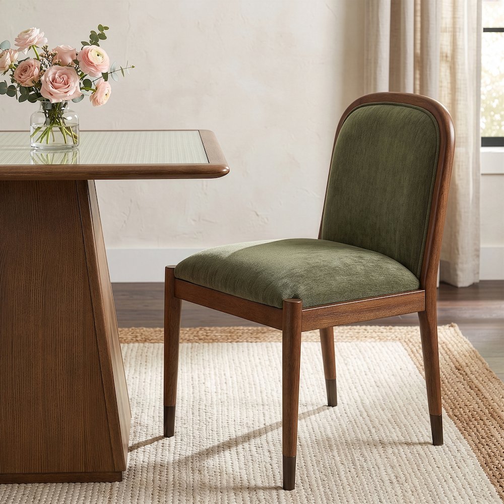 Cambria Green Fabric Upholstered Dining Side Chair