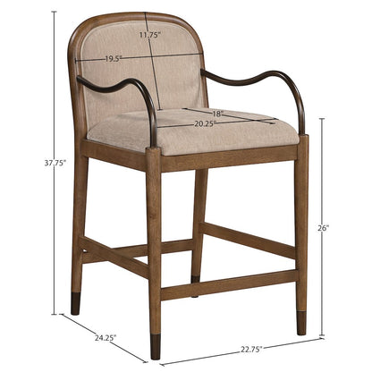 Cambria Beige Fabric Upholstered Counter Stool