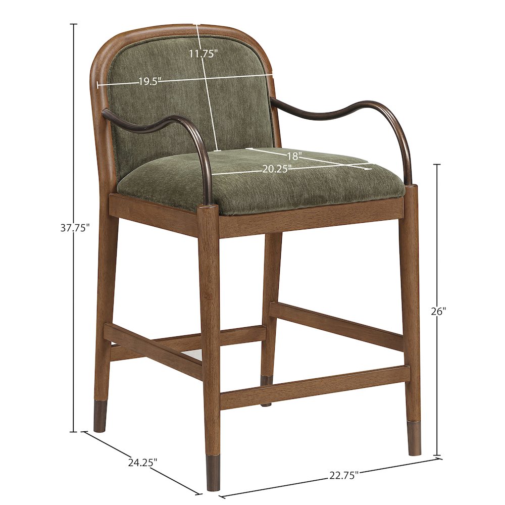 Cambria Green Fabric Upholstered Counter Stool