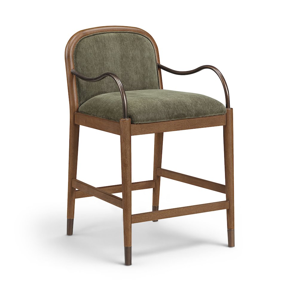 Cambria Green Fabric Upholstered Counter Stool