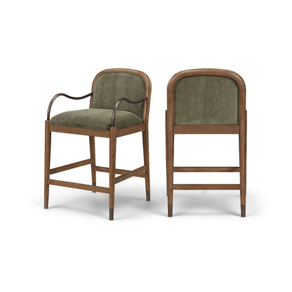 Cambria Green Fabric Upholstered Counter Stool