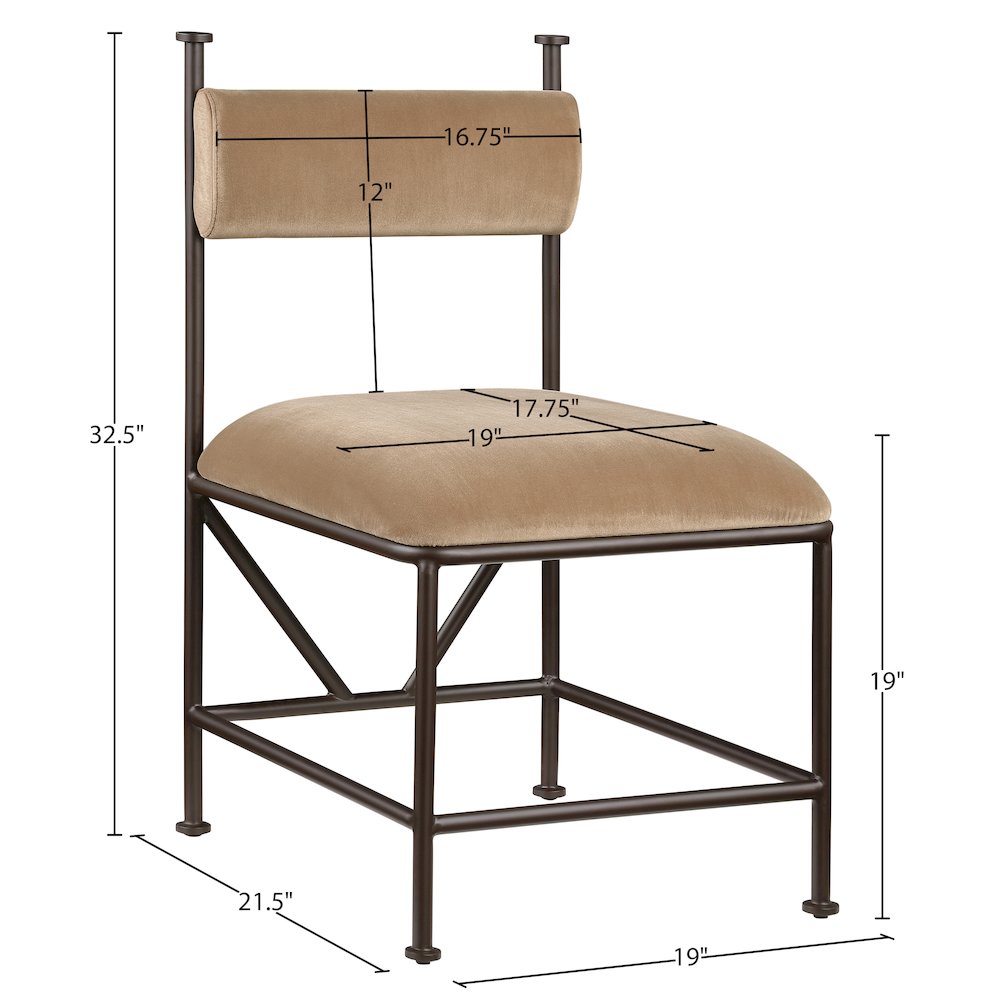 Monarch Beige Velvet Performance Fabric Upholstered Dining Chair, Set of 2