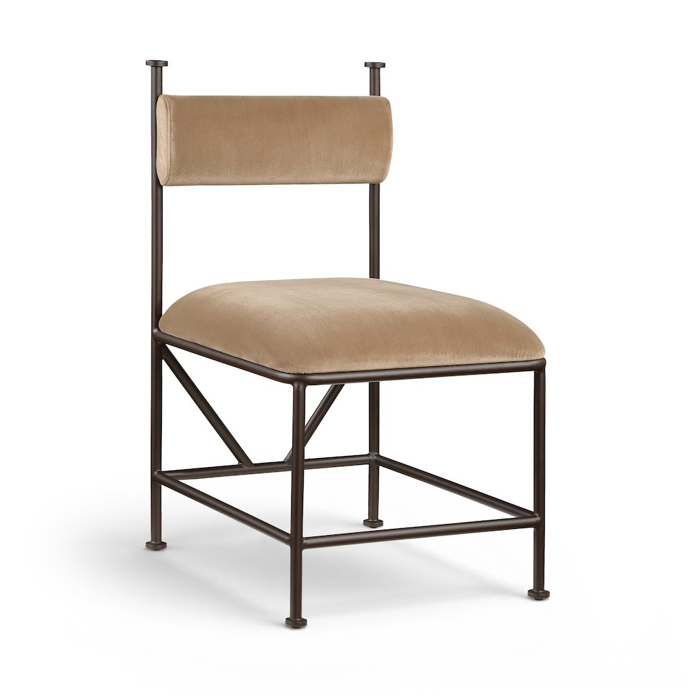 Monarch Beige Velvet Performance Fabric Upholstered Dining Chair, Set of 2