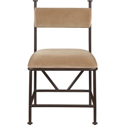 Monarch Beige Velvet Performance Fabric Upholstered Dining Chair, Set of 2