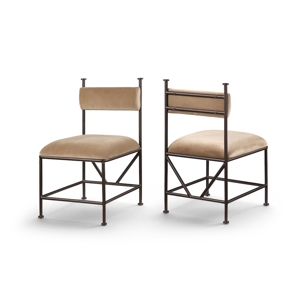 Monarch Beige Velvet Performance Fabric Upholstered Dining Chair, Set of 2