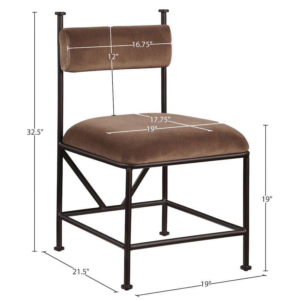 Monarch Brown Velvet Performance Fabric Upholstered Dining Chair, Set of 2