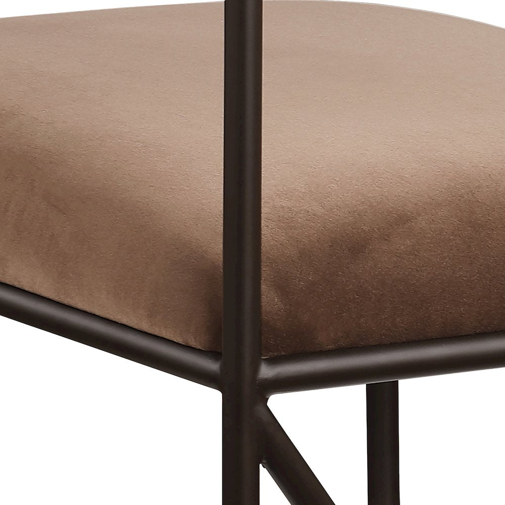 Monarch Brown Velvet Performance Fabric Upholstered Dining Chair, Set of 2