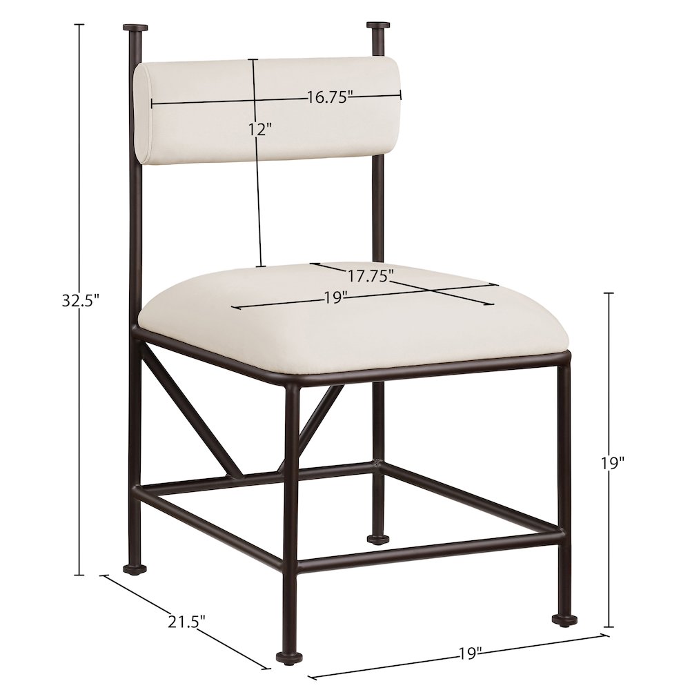 Monarch Cream Velvet Performance Fabric Upholstered Dining Chair, Set of 2