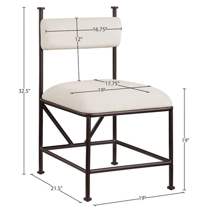Monarch Cream Velvet Performance Fabric Upholstered Dining Chair, Set of 2