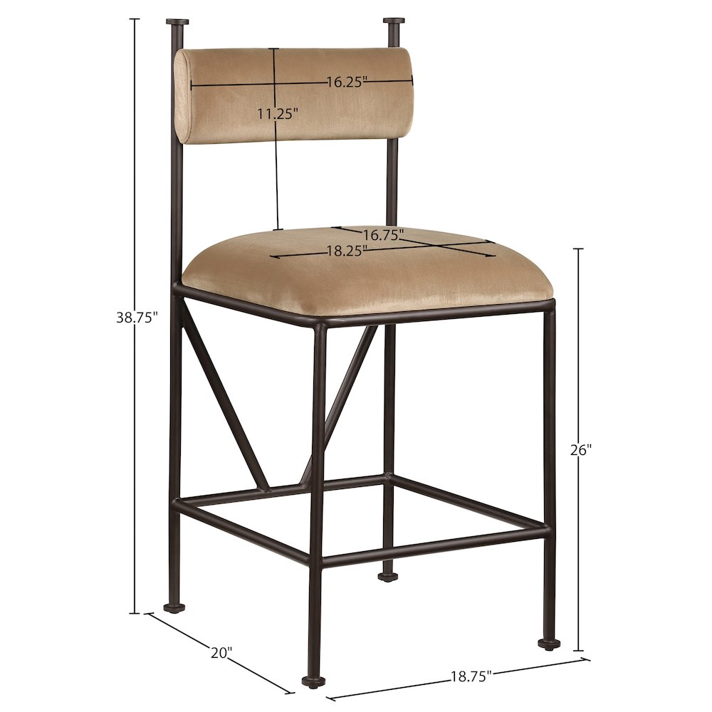 Monarch Beige Velvet Performance Fabric Upholstered Counter Stool, Set of 2
