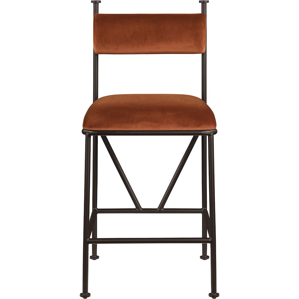 Monarch Cognac Velvet Performance Fabric Upholstered Counter Stool, Set of 2