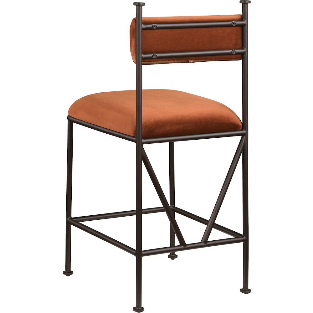 Monarch Cognac Velvet Performance Fabric Upholstered Counter Stool, Set of 2
