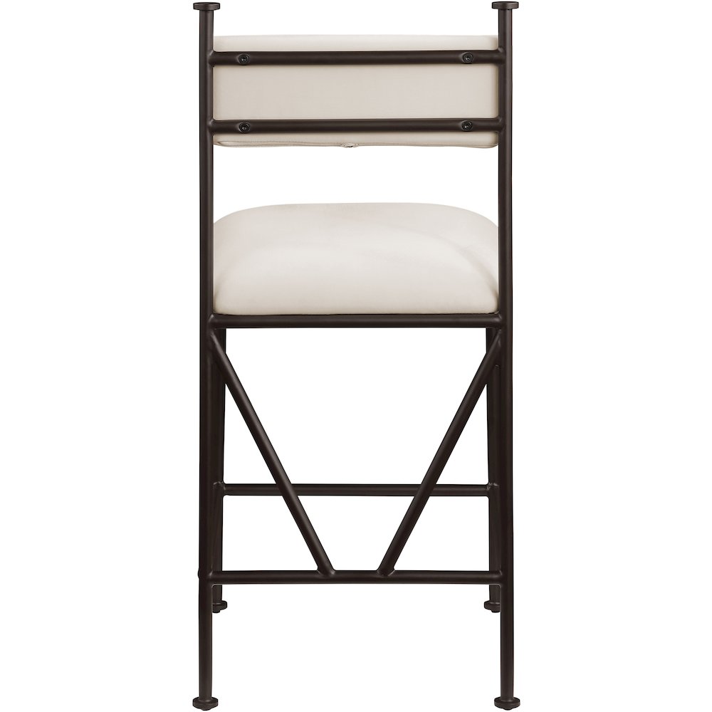 Monarch Cream Velvet Performance Fabric Upholstered Counter Stool, Set of 2
