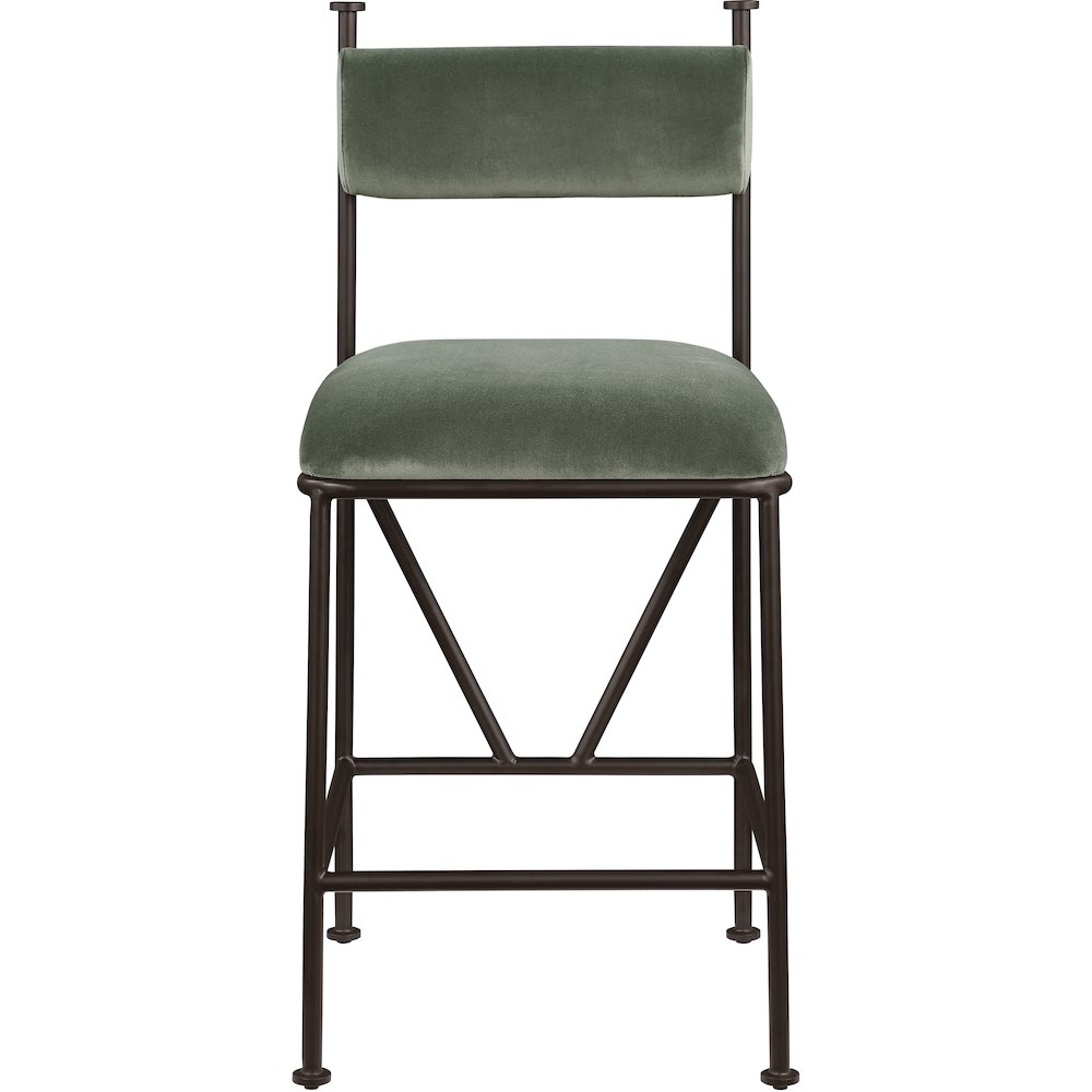 Monarch Green Velvet Performance Fabric Upholstered Counter Stool, Set of 2
