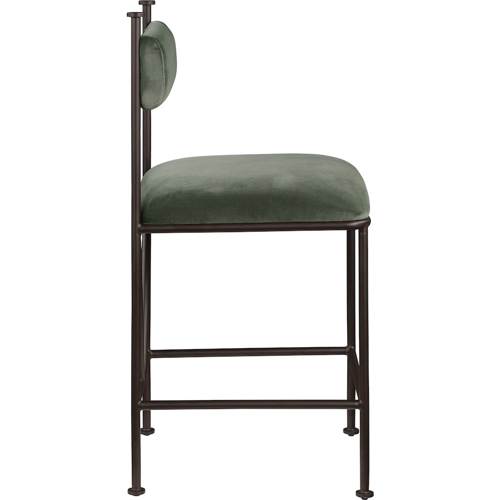 Monarch Green Velvet Performance Fabric Upholstered Counter Stool, Set of 2