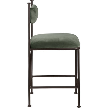 Monarch Green Velvet Performance Fabric Upholstered Counter Stool, Set of 2