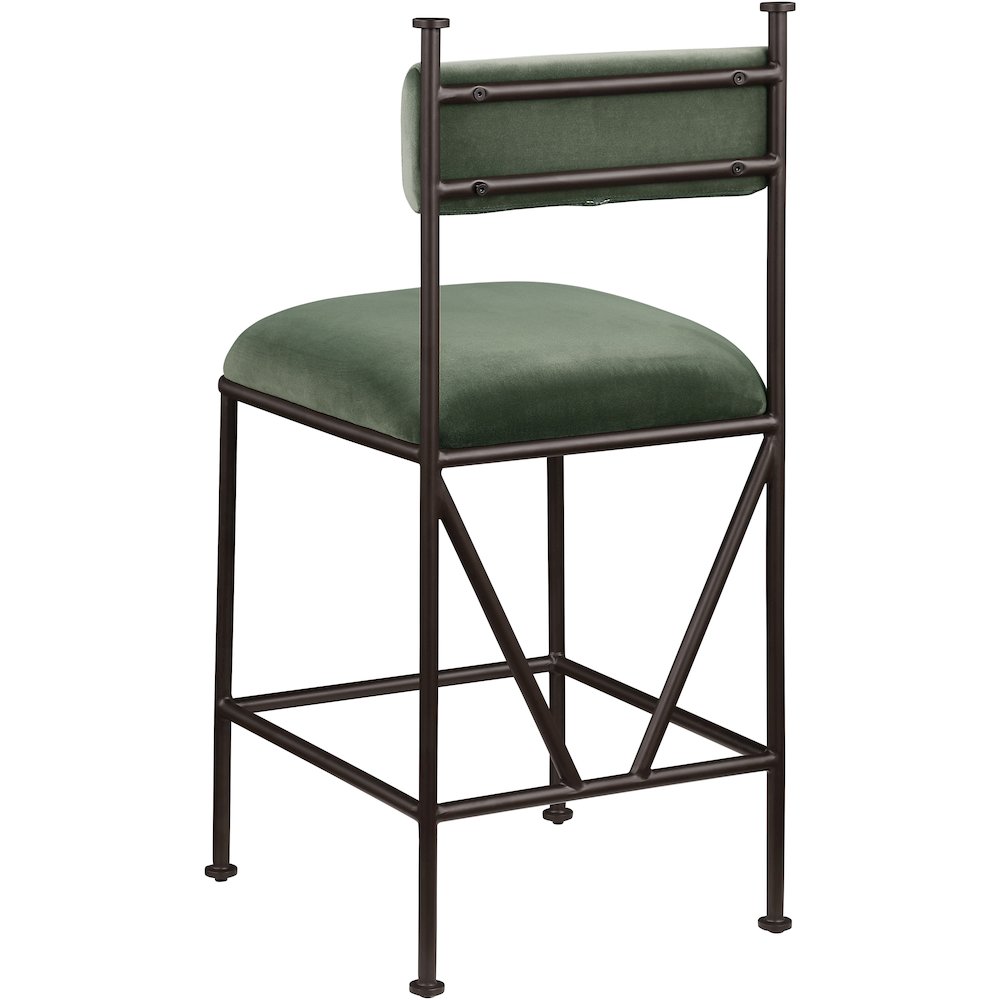 Monarch Green Velvet Performance Fabric Upholstered Counter Stool, Set of 2