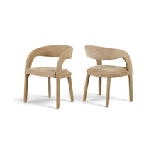 Sylvester Tan Linen Textured Performance Fabric Dining Chair, Set of 2