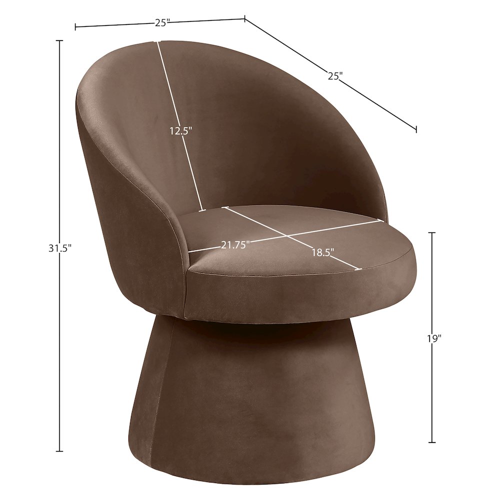 Selene Brown Velvet Performance Fabric Upholstered Swivel Dining Chair