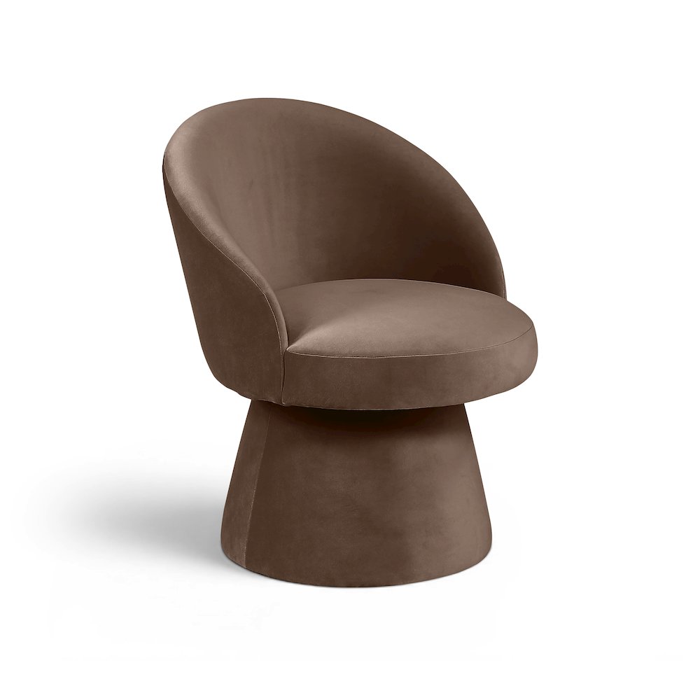 Selene Brown Velvet Performance Fabric Upholstered Swivel Dining Chair