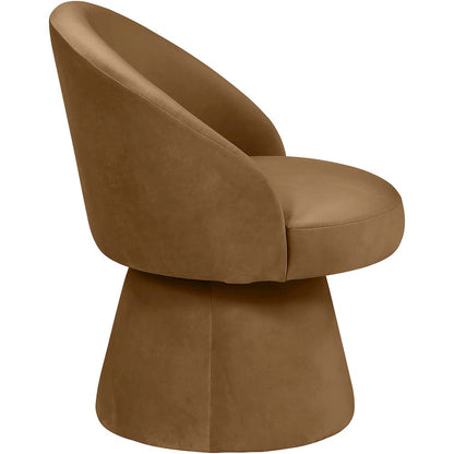 Selene Saddle Velvet Performance Fabric Upholstered Swivel Dining Chair