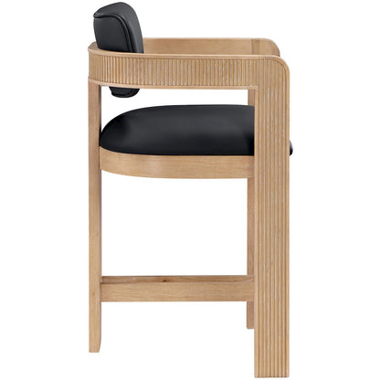 Sacha Black Vegan Leather Upholstered Counter Stool