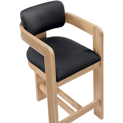 Sacha Black Vegan Leather Upholstered Counter Stool