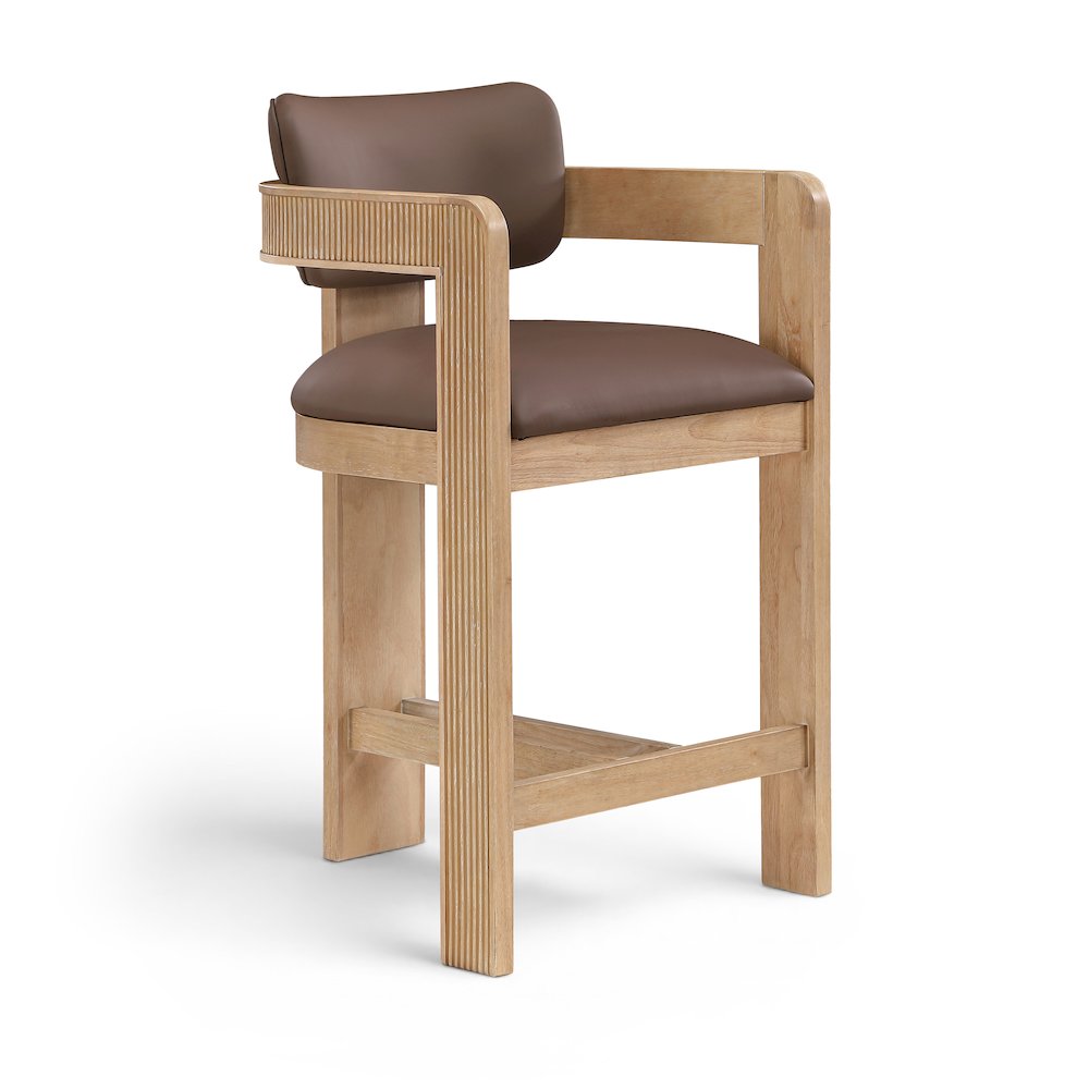 Sacha Brown Vegan Leather Upholstered Counter Stool