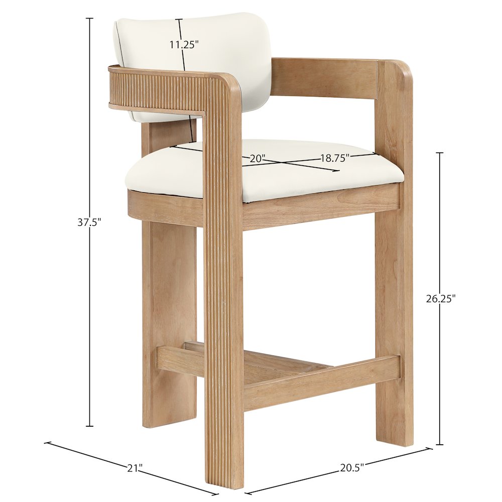 Sacha Cream Vegan Leather Upholstered Counter Stool