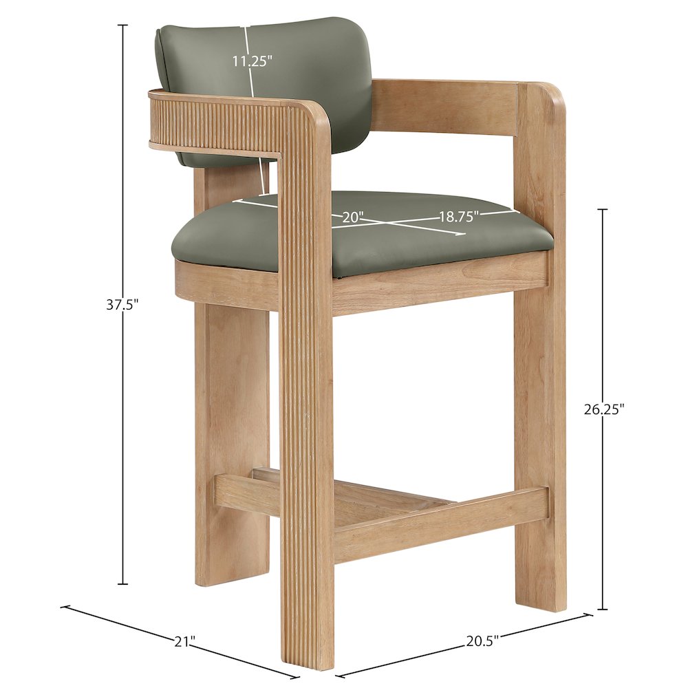 Sacha Olive Vegan Leather Upholstered Counter Stool