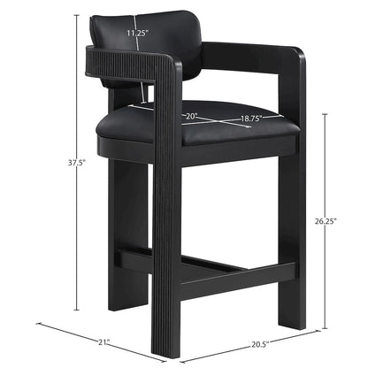 Sacha Black Vegan Leather Upholstered Counter Stool