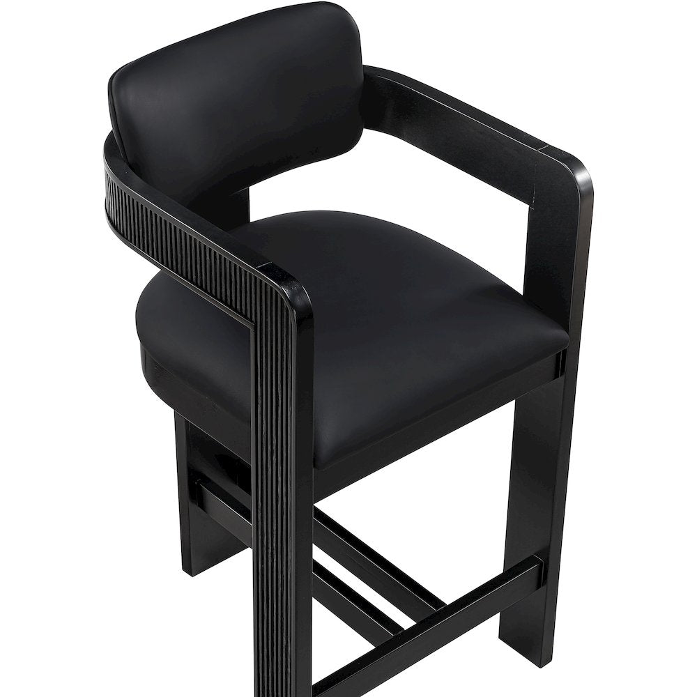 Sacha Black Vegan Leather Upholstered Counter Stool