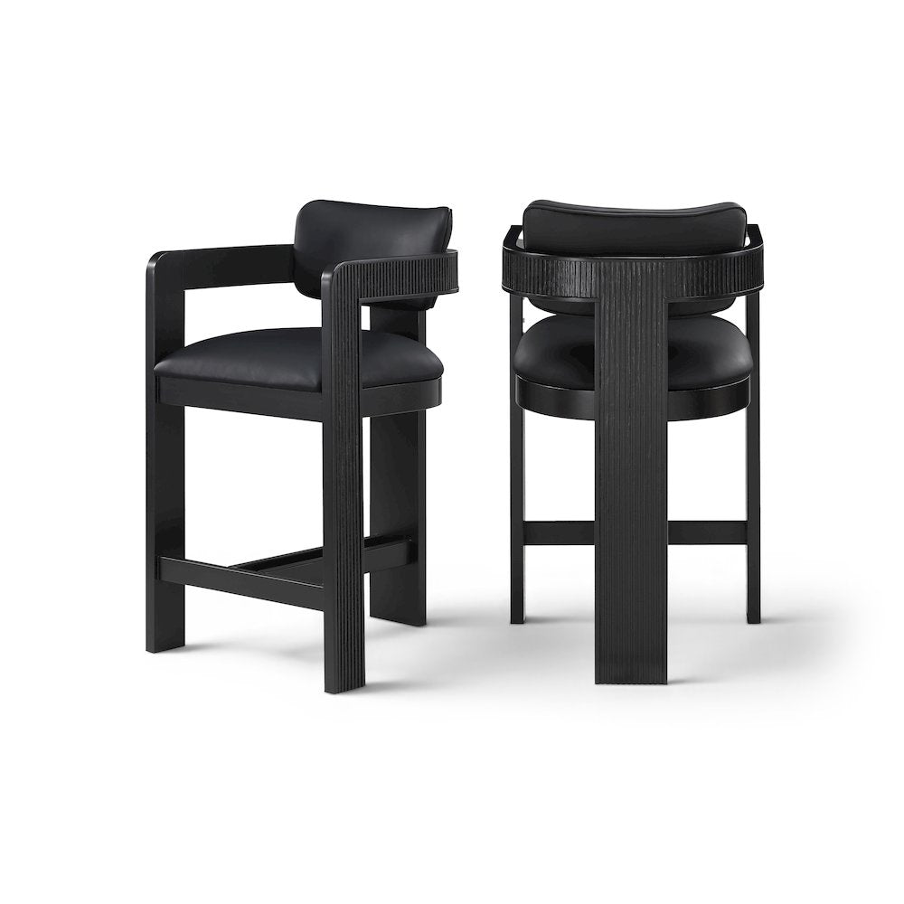 Sacha Black Vegan Leather Upholstered Counter Stool