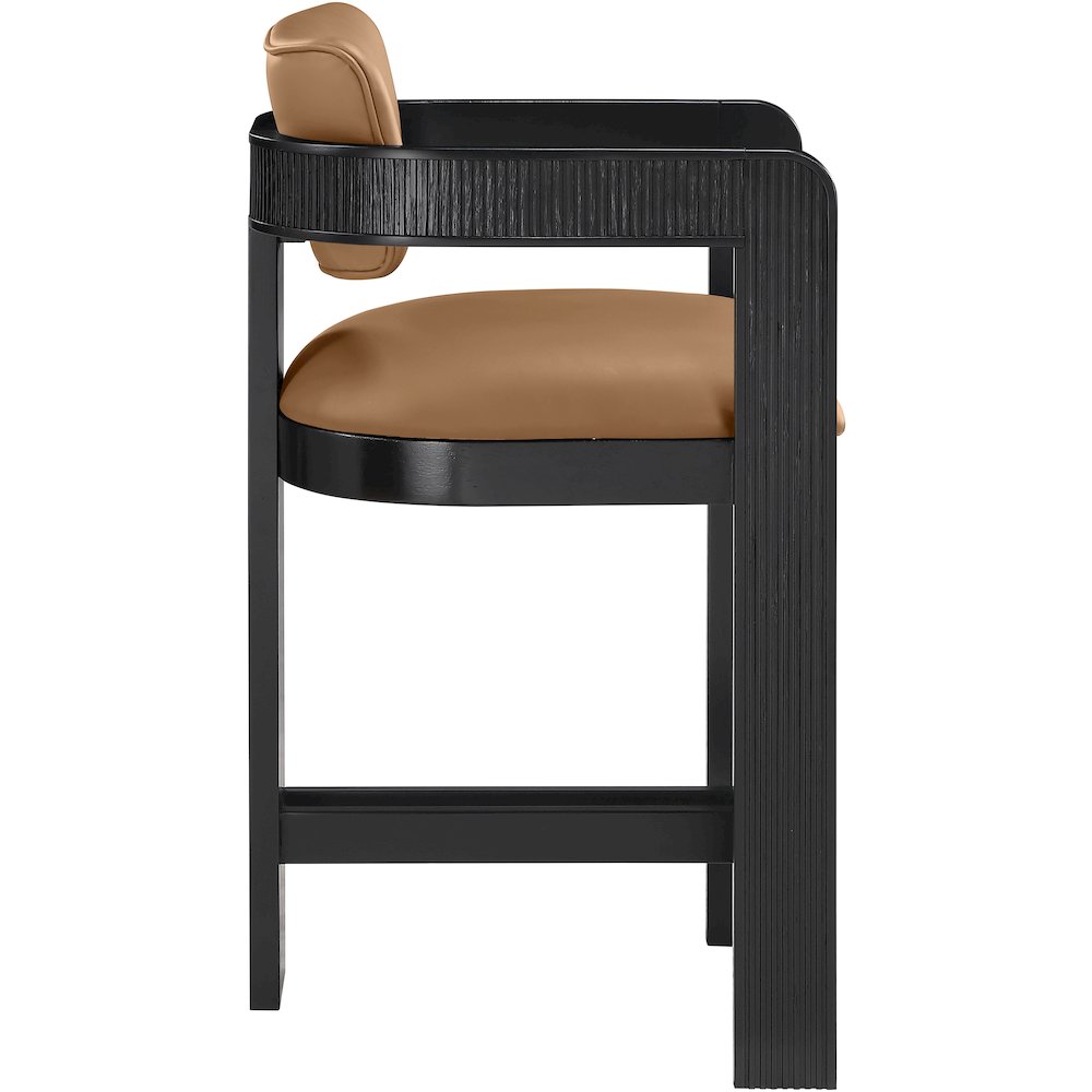 Sacha Cognac Vegan Leather Upholstered Counter Stool