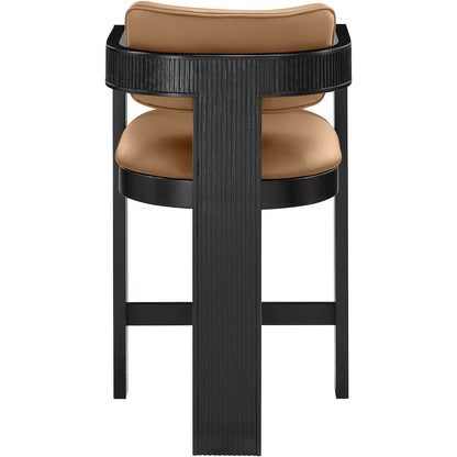 Sacha Cognac Vegan Leather Upholstered Counter Stool