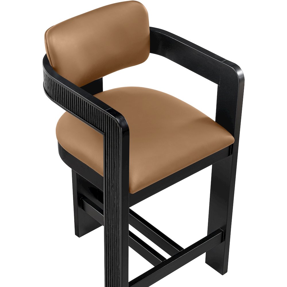 Sacha Cognac Vegan Leather Upholstered Counter Stool