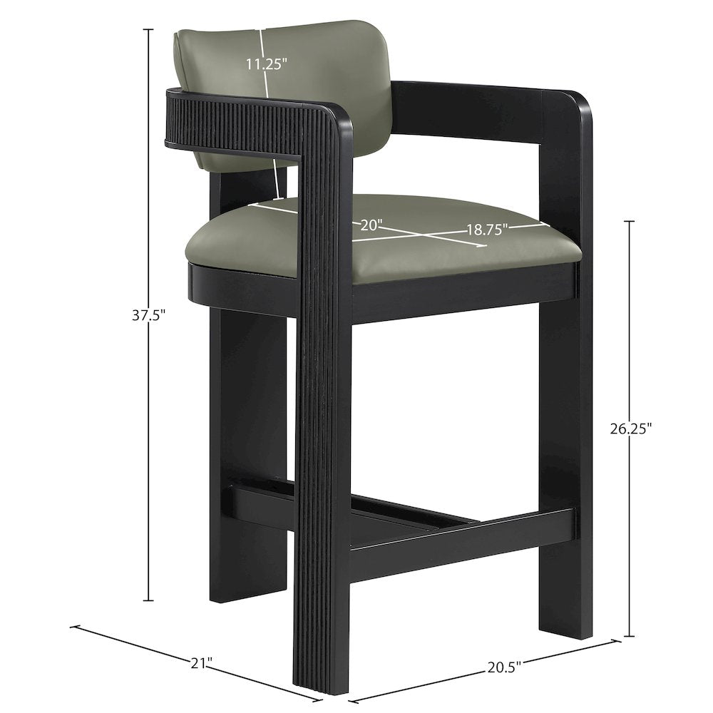 Sacha Olive Vegan Leather Upholstered Counter Stool