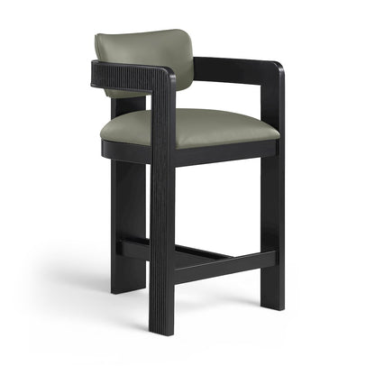 Sacha Olive Vegan Leather Upholstered Counter Stool