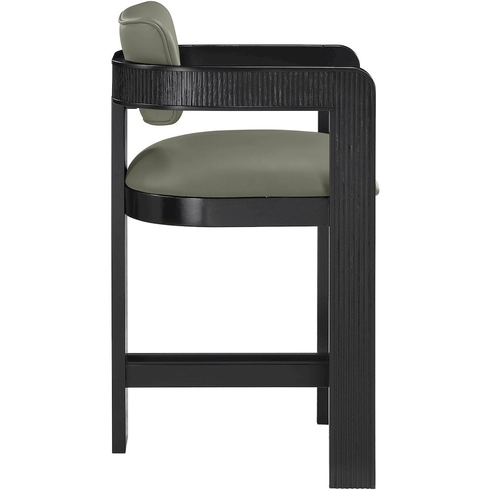 Sacha Olive Vegan Leather Upholstered Counter Stool