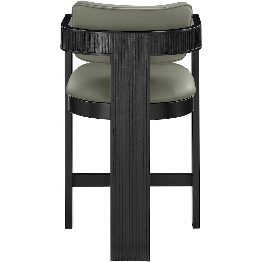 Sacha Olive Vegan Leather Upholstered Counter Stool